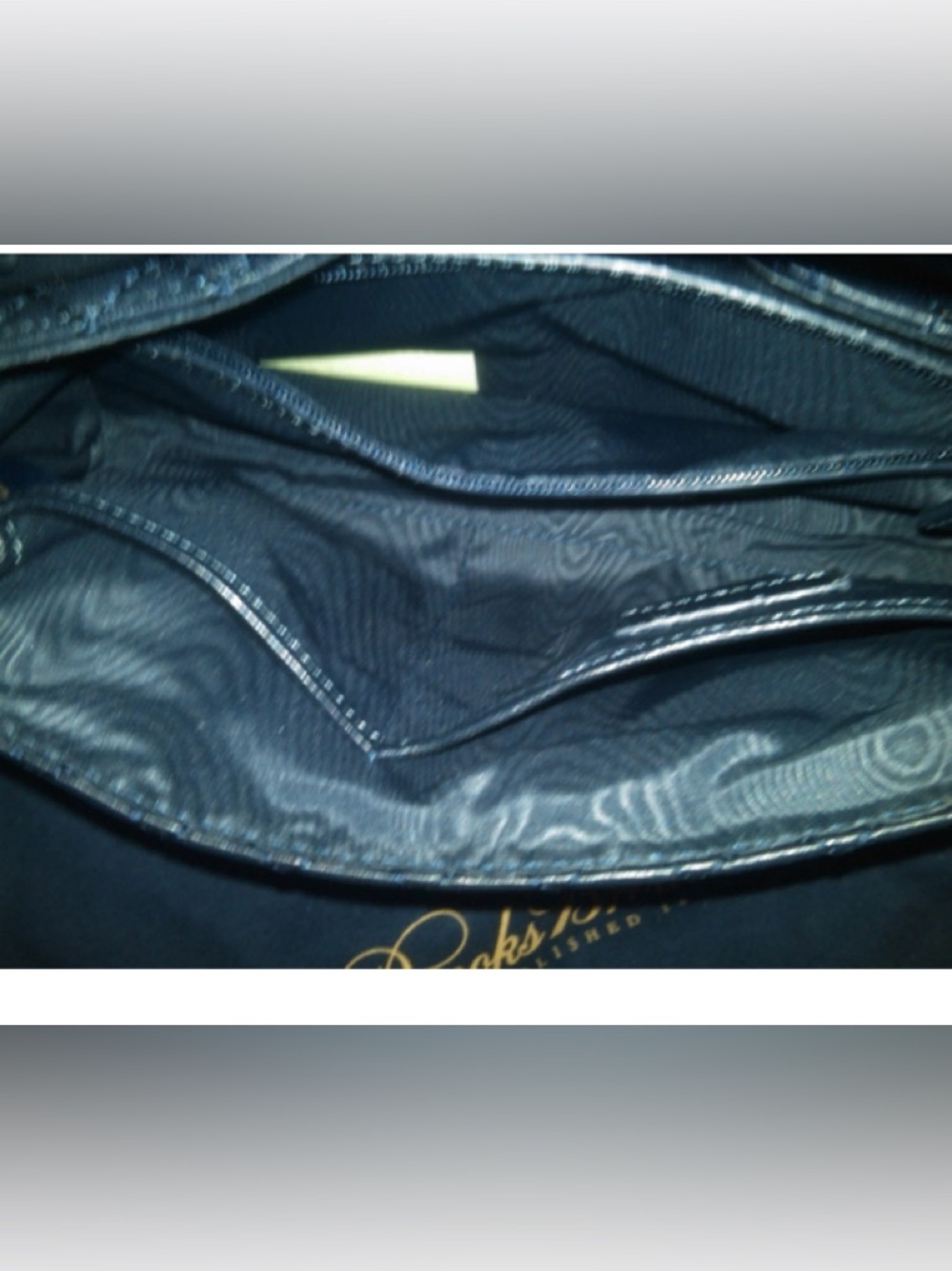 BROOKS BROTHERS LAMBSKIN QUILTED CLUTCH CROSSBODY BAG NAVY (ALMOST BLACK) - Picture 5 of 5